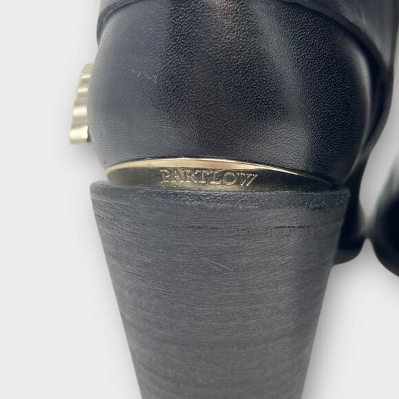 PARTLOW Charlotte Leather Buckle Western Booties In Nero Size 42 - Picture 6 of 14